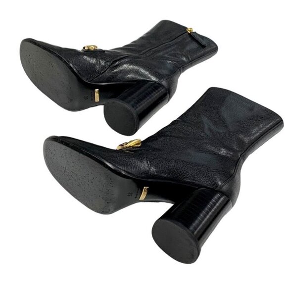 Gucci Boots Short Boots Shoes Chain Belt Leather Black main image 4